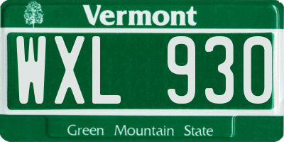 VT license plate WXL930