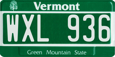 VT license plate WXL936