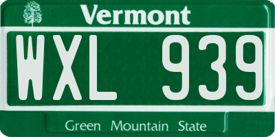 VT license plate WXL939
