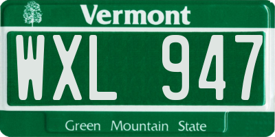 VT license plate WXL947