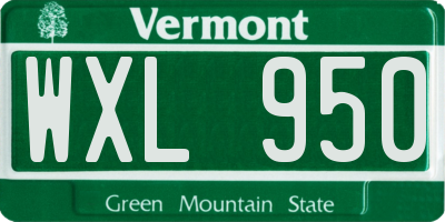VT license plate WXL950
