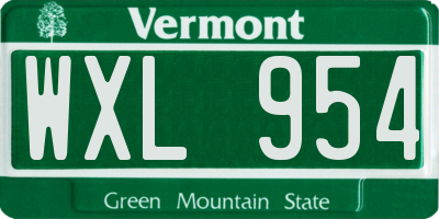 VT license plate WXL954