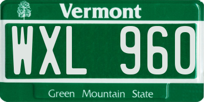 VT license plate WXL960