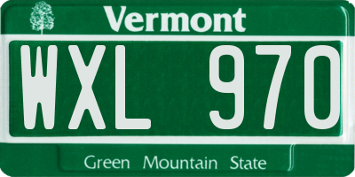 VT license plate WXL970