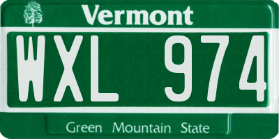 VT license plate WXL974