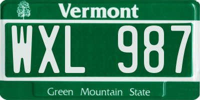 VT license plate WXL987