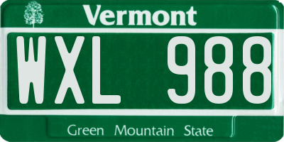 VT license plate WXL988