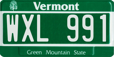 VT license plate WXL991