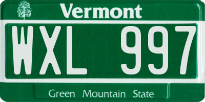VT license plate WXL997