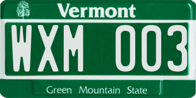 VT license plate WXM003