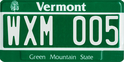 VT license plate WXM005
