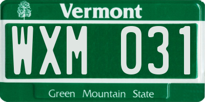 VT license plate WXM031