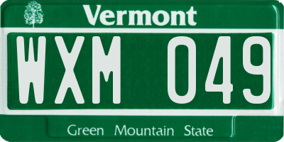 VT license plate WXM049
