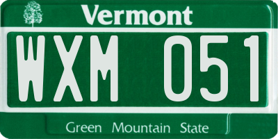 VT license plate WXM051