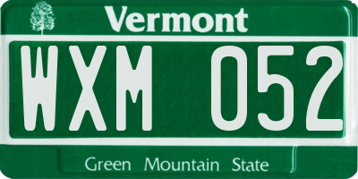 VT license plate WXM052