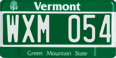 VT license plate WXM054
