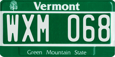 VT license plate WXM068