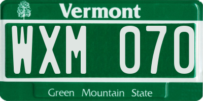 VT license plate WXM070