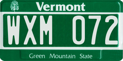 VT license plate WXM072