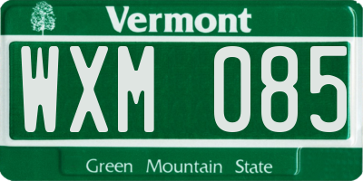VT license plate WXM085