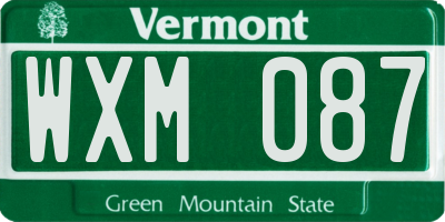 VT license plate WXM087
