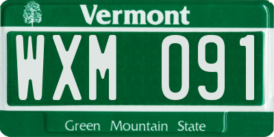 VT license plate WXM091