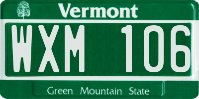 VT license plate WXM106
