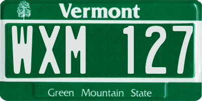 VT license plate WXM127