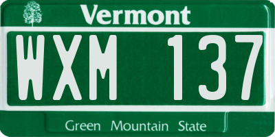 VT license plate WXM137