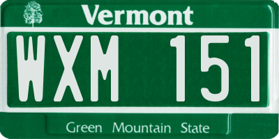 VT license plate WXM151