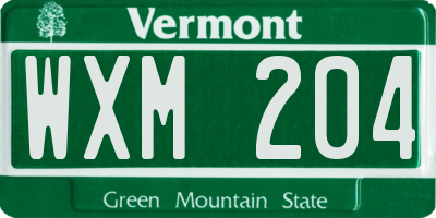 VT license plate WXM204
