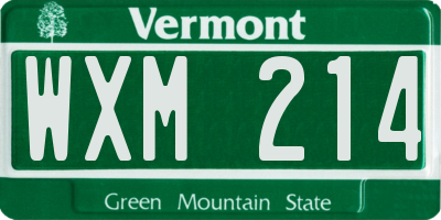 VT license plate WXM214