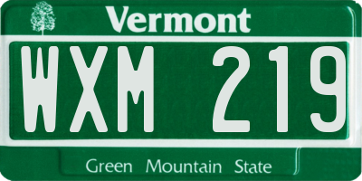 VT license plate WXM219