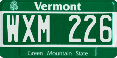 VT license plate WXM226