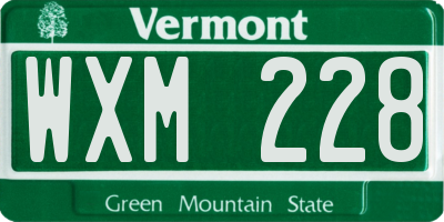 VT license plate WXM228