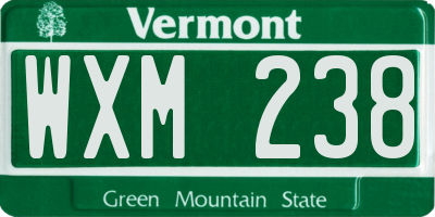 VT license plate WXM238