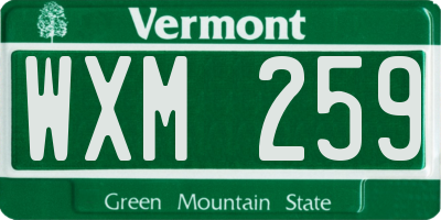 VT license plate WXM259