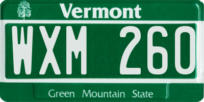 VT license plate WXM260