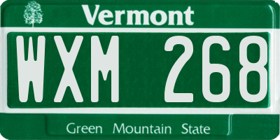 VT license plate WXM268