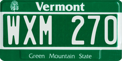 VT license plate WXM270