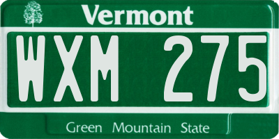 VT license plate WXM275