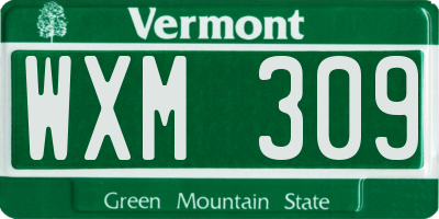 VT license plate WXM309