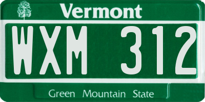 VT license plate WXM312