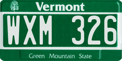 VT license plate WXM326
