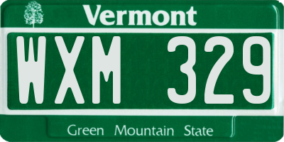 VT license plate WXM329