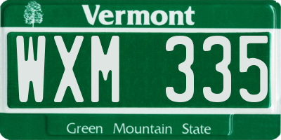 VT license plate WXM335