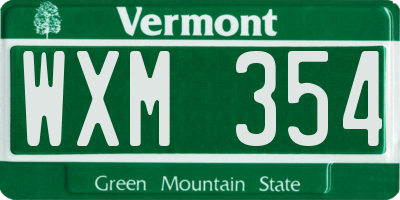 VT license plate WXM354