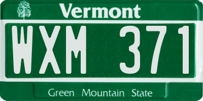 VT license plate WXM371