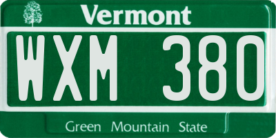 VT license plate WXM380