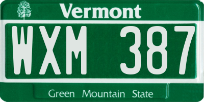 VT license plate WXM387